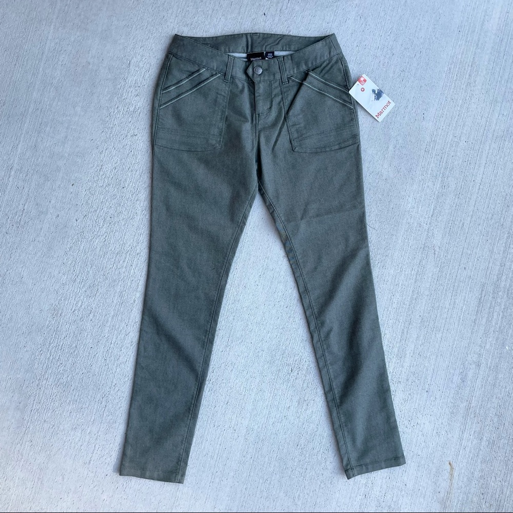 Marmot Mercill Pants - Beetle Green, Mid Rise, Slim Fit - Women’s 6 NWT
